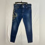 Roberto Cavalli  Dark Blue Jeans with Metallic Snake Photo 1