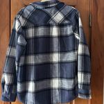Como vintage  Shacket Women’s Medium Navy Plaid Flannel Jacket Warm Fall Photo 2