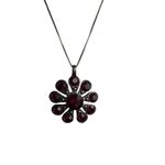 Elegant Sterling Silver Chain and Red Floral Pendant Necklace Photo 1