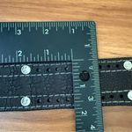 Lucky Brand  Black Crackle Leather Solid Brass Buckle Studded Unisex Belt Size 28 Photo 9