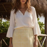 Vila Ceyla Light Yellow & White Plaid Skirt EU 38 / US 6 Photo 0