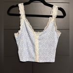 Me to We  Cute Lace Trim Button Down Light Blue Crop Tank Top Women’s Sz M EUC Photo 0