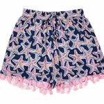 Simply Southern  Blue Starfish Print Tassel Hem High Waisted Shorts Size S/M Photo 0