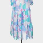 J. Marie Mia Rae Long Sleeve Tiered Maxi Dress Blue Purple Floral Size Small Photo 4