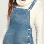 Free People Louise Denim Skirtall Overall Dress Medium Wash Blue Size 0 Photo 0