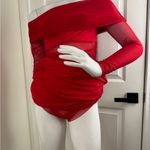 Unbranded Mesh Ruched Maxi Dress See Threw Off Shoulder Long Sleeve Size M. B12 Red Size M Photo 8