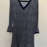 Michael Kors MICHAEL  Graph Mamba Flounce
Dress Small Navy White Bell Sleeve Photo 4