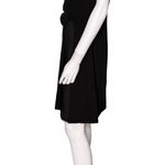 DKNY Pleated Knit Crew Neck Short Sleeve Faux Wrap Waist A-Line Dress Black Sz 6 Photo 2