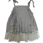 INA  [i:na] Women's Size Small Black White Stripe Off Shoulder Chiffon Ruffle Top Photo 0