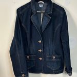 Women’s Bass Jeans Denim Dark Blue LS Jacket Tailored‎ Fit Size Large Photo 0