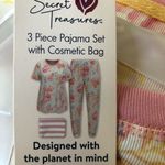 secret treasures  Womens 3 Piece Pajama Set and Cosmetic Bag Size Large 12-14 New Photo 6