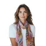 Boutique Leopard Print 100% Silk Scarf Pink One Size Photo 0