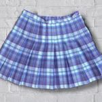 Rewind Women’s Juniors Medium (7-9) Purple Plaid Pleated Skirt Preppy Side Zip Photo 0