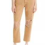 frame denim Frame Le Original High Waist Slim Straight Leg Crop Jeans Distressed Sand Tan 32 Photo 9
