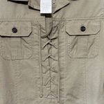 Max Mara Weekend Lace-Up Long Sleeve Dress Sz 6 Khaki Cotton Linen Safari Midi Photo 5