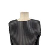 Karen Millen  Pinstripe‎ Wrap Blouse Black Long Sleeve Size US 4 Photo 9