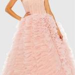Mac Duggal 20576 Womens Pink One Shoulder Glitter Tulle Gown Dress Photo 1