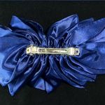Vintage 90s Navy Blue SATIN EFFECT Big Hair Bow Barrette Clip Oversized Photo 4