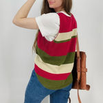 vintage slouchy boho minimalist knit tank top striped size xl Red Photo 2