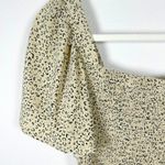 Japna  Leopard Print Smocked Crop Top Square Neck Puff Flutter Sleeves Size M EUC Photo 2