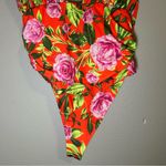 ZARA  Draped Floral Print Plunge V Neck Bodysuit Women’s Size Medium Photo 7