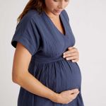 Quince Organic Cotton Gauze Maternity Midi Dress Photo 1