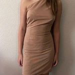Bronx and Banco  One Shoulder Mesh Mini Dress Golden Tan Photo 0