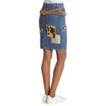 Jeremy Scott Abstract Patched Western Fringe Denim Pencil Skirt Size 4 NEW $705 Blue Photo 2