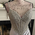 Boutique Sparkly corset crystal corset silver prom dress formal dress evening gown sz 0 Photo 1