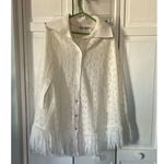 Vintage 70s White Knit Cape with Fringe Photo 2