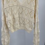 TALULAH  Cream Open-Knit Women's  cropped cardigan L slouchy oversized sleeves Photo 4