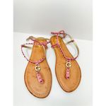 GBG Los Angeles T Strap Sandals Size 7 Pink Gold Logo Ankle Strap Pink Photo 3