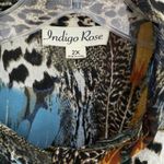 Indigo Rose Women's 2X Bold Abstract Feather Print Button Down Shirt Dress Tunic Brown Photo 2