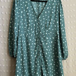 Abercrombie & Fitch Geometric Print Long Sleeve Mini Dress Sz XLP Teal White Photo 0