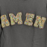 AMEN Embellished Pullover Sweatshirt Black Beaded Crewneck Size 38 (US Small) Photo 2