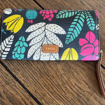 Fossil  Eliza Dark Floral Botanical Design Zip Around Clutch Wallet Photo 0