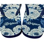 Brighton  Blue Floral Embossed Crystal Rhinestone Sandals Thongs Flip Flops Sz 10 Photo 5