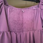 Laluna Purple Mini Dress Smocked Babydoll Long Sleeve Square Neck Size‎ S Photo 2