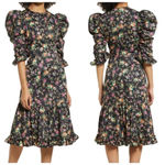 Black Halo NWT  Nadir Floral Cotton Midi Dress Black Size 4 Photo 13