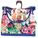 NWT Parade Floral Print Scoop Bralette and Ruffle Thong Set Size Small Blue Photo 0