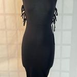 ASOS  NWT black mock neck side ties midi bodycon dress size 4 Photo 0