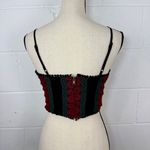 Xhilaration Women's Black Lace Crochet Crop Corset Style Top w Red & Green Photo 3