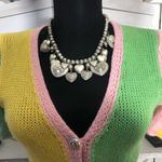 Retro Jarinya Cropped Top Summer's Bliss Pastel Knit Color Block Multicolor Sz S Pink Photo 8