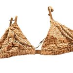 SKIMS  Womens Beige Tan Chai Velvet Logo Triangle Bralette Adjustable Strap Sz 4X Photo 0