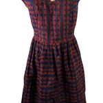 Mata Traders Women's Blue and Orange Print Dress Size S Cotton Pockets Boho Photo 0