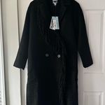 Target Future Collective Reese Blutstein Black Notched Lapel Fringe Trim Coat XS Photo 10