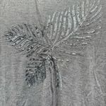 Chico's Weekends by Chico’s Light Gray Crewneck with Sequined Leaf Detail Size 1/M Photo 2