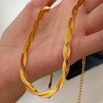 Twisty Herringbone Chain Necklace Double Herringbone Necklace Gold Photo 4