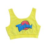 Looney Tunes Vintage Space Jams Yellow Knit Cropped Tank Top Bralette 🔥  Photo 0