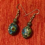 Cloisonné Vintage fine chinese  hand painted/enameled gold filled earrings! Photo 0